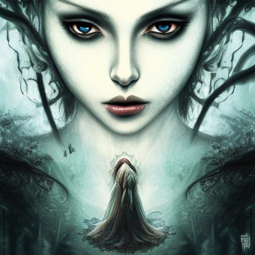 Mystical Woman Digital Illustration with Painterly Accents