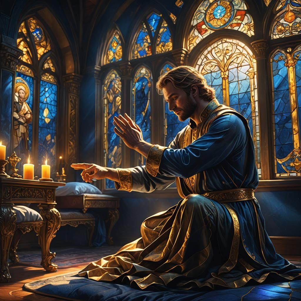 Daniel Kneeling in Prayer: A Fantasy Concept Art