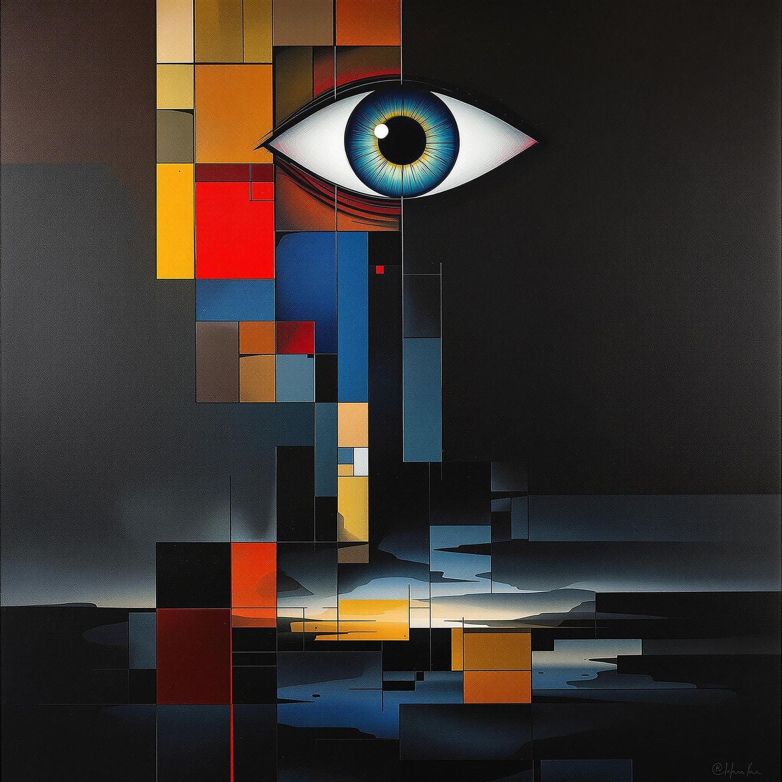 Ominous All-Seeing Eye Towers Over Surreal Nightmare Landsca...