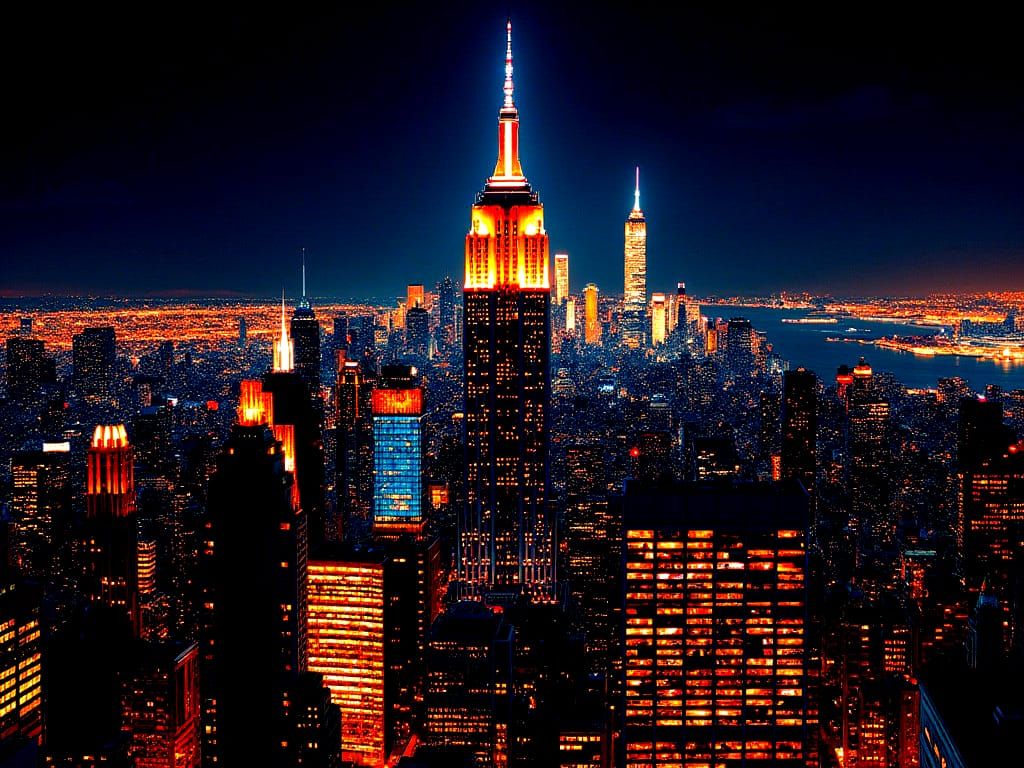 New York City Empire State Building in Shin Hanga Style