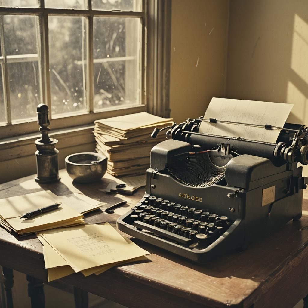 Vintage Typewriter Still Life in Desaturated Colors