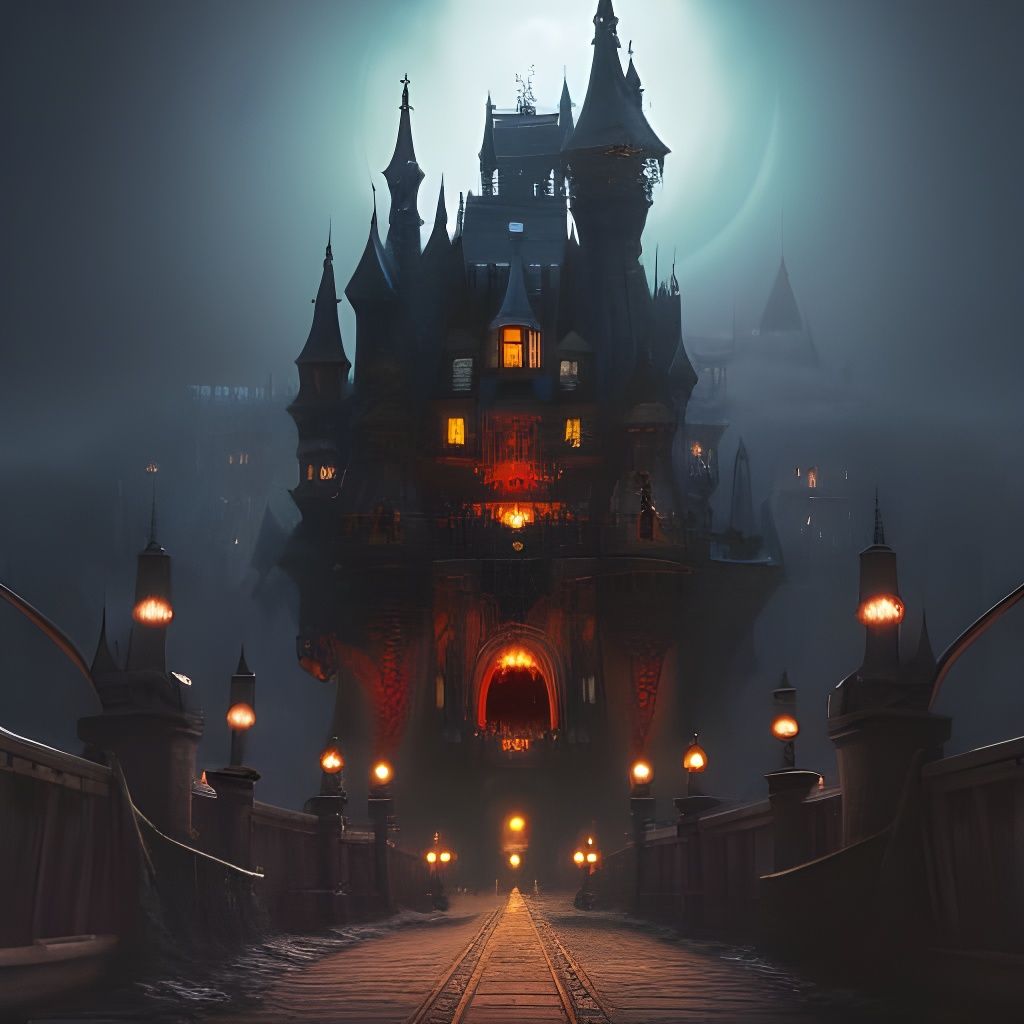 Fantasy castle at night