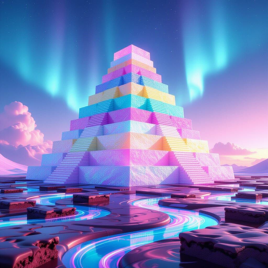 Rock Candy Ziggurat on Psychedelic Brownie Landscape