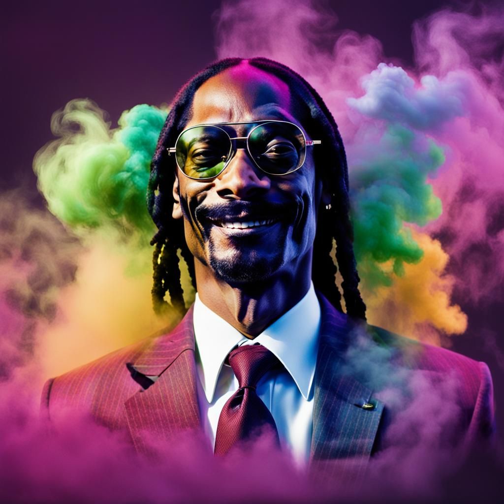 Snoop Dogg Portrait Made of Colored Smoke