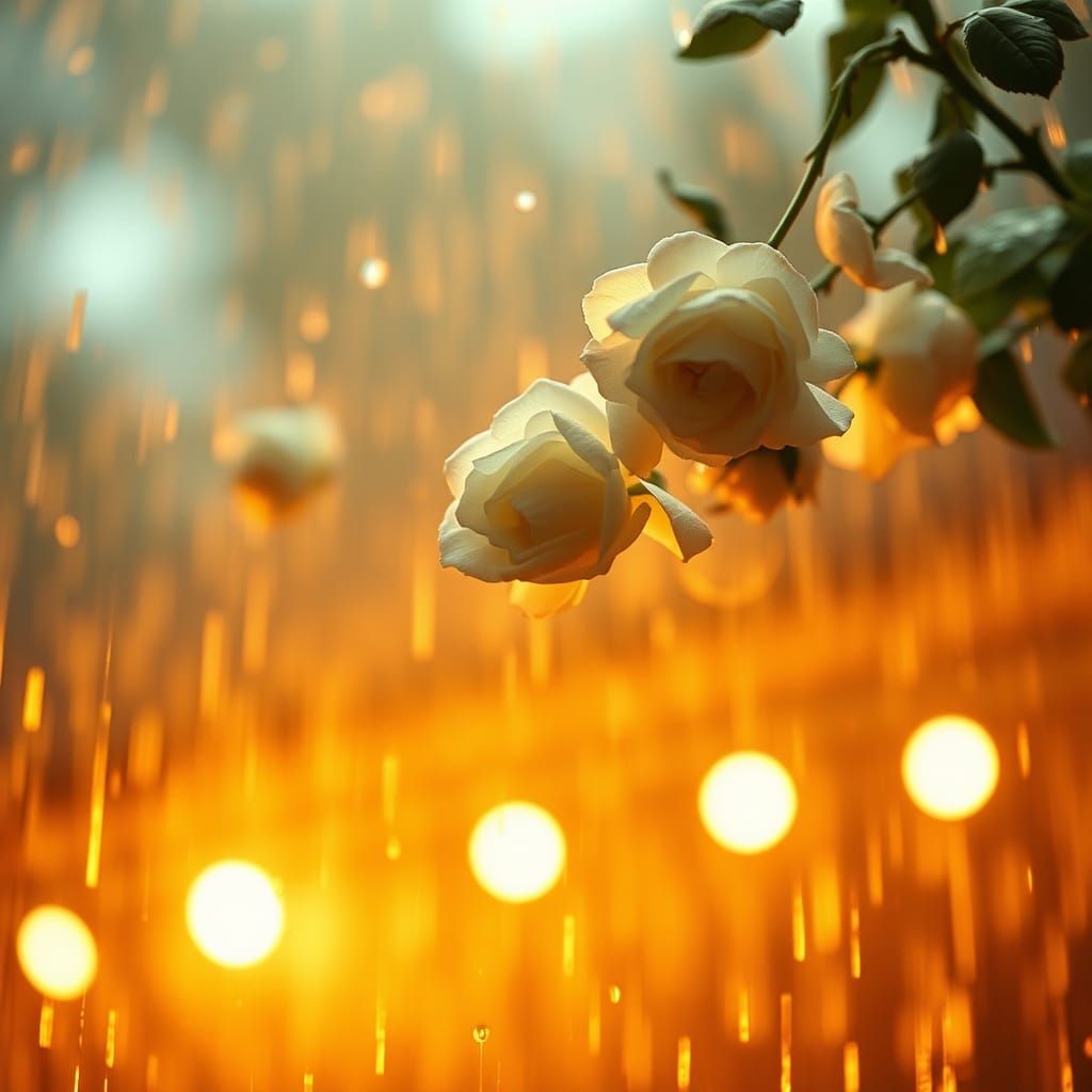 White Roses Rain: A Cinematic Still Life