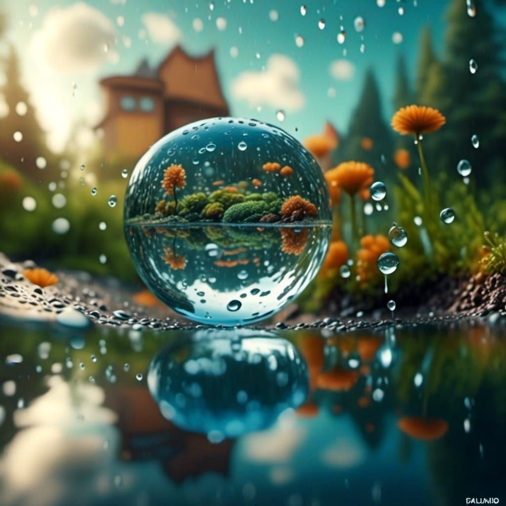 Macro Raindrop Caught by Fairy: 8K Resolution