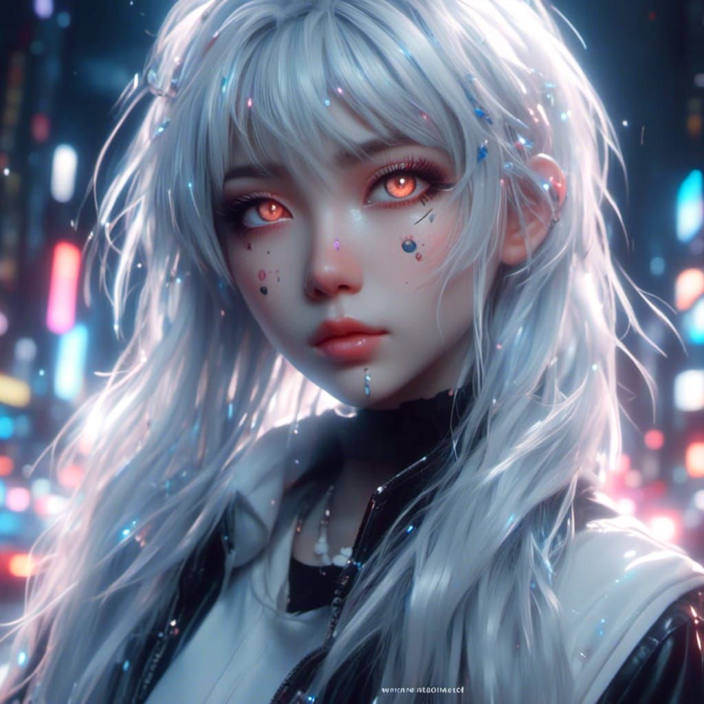 Emo with Sapphire Eyes and Glitch Effects