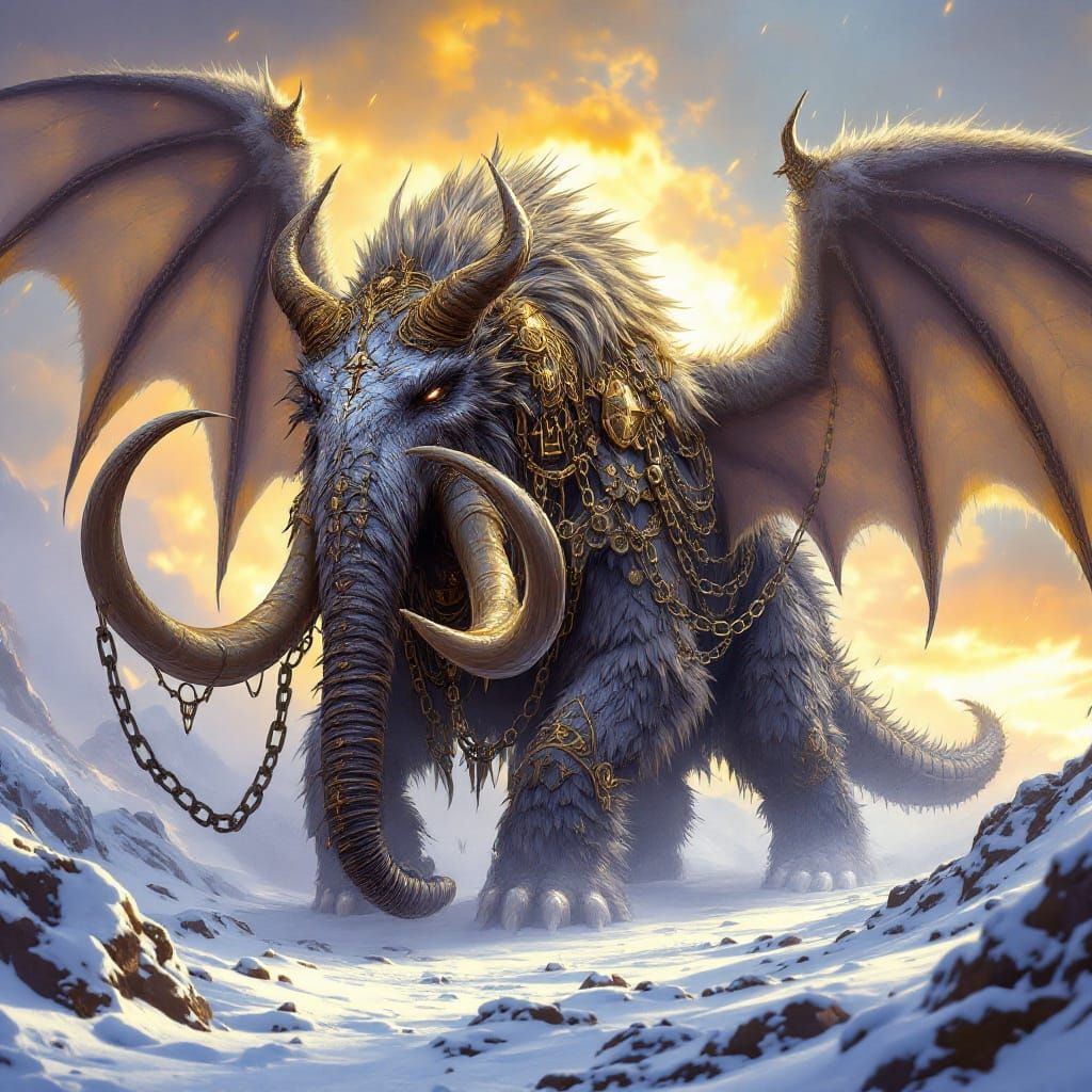 Epic Dragon Mammoth Hybrid Emerges from Frosty Tundra in Anc...