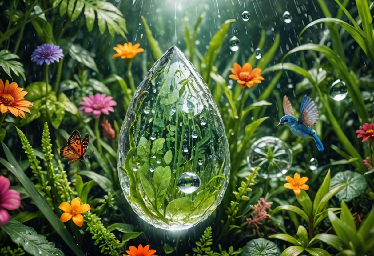 Macro Raindrop Reflects a Vibrant Miniature World