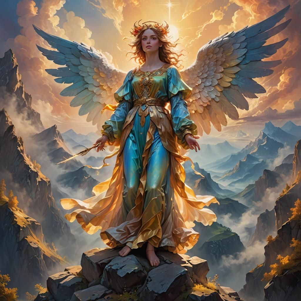 Baroque Fantasy Angel on Misty Mountain Peak