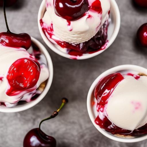 Delicious Cherry Cream Sundae, Professional Photography