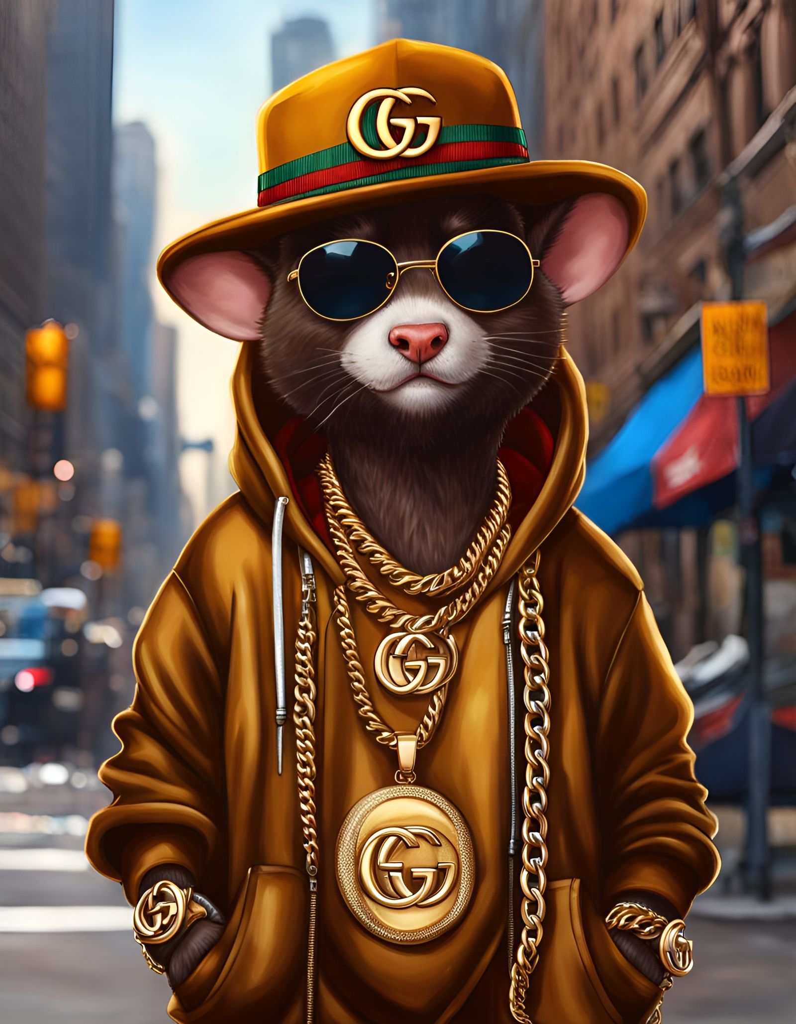 Hip-Hop Mouse Rapper in NYC Street Art