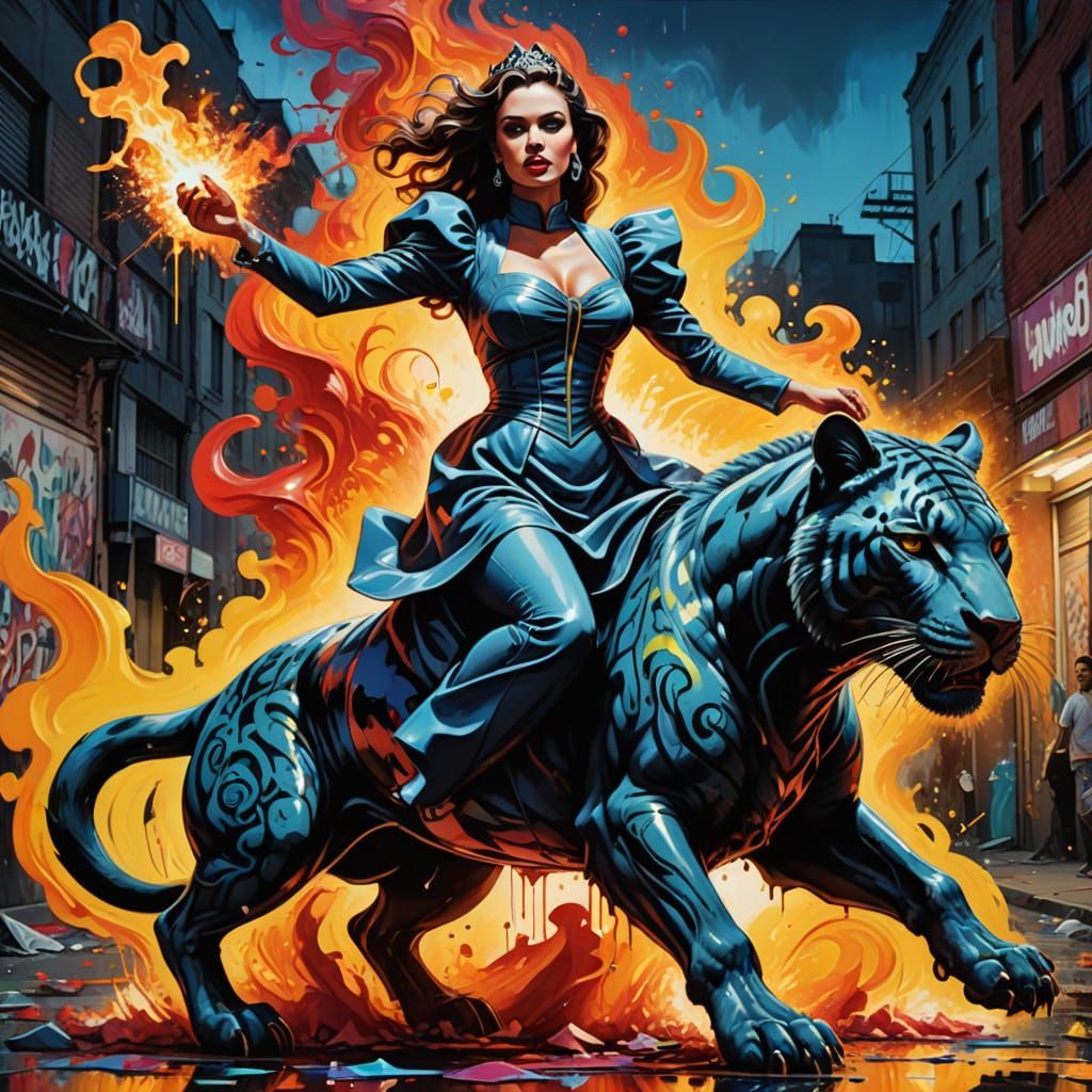 Scarlett on Fire Panther in Graffiti Street Art