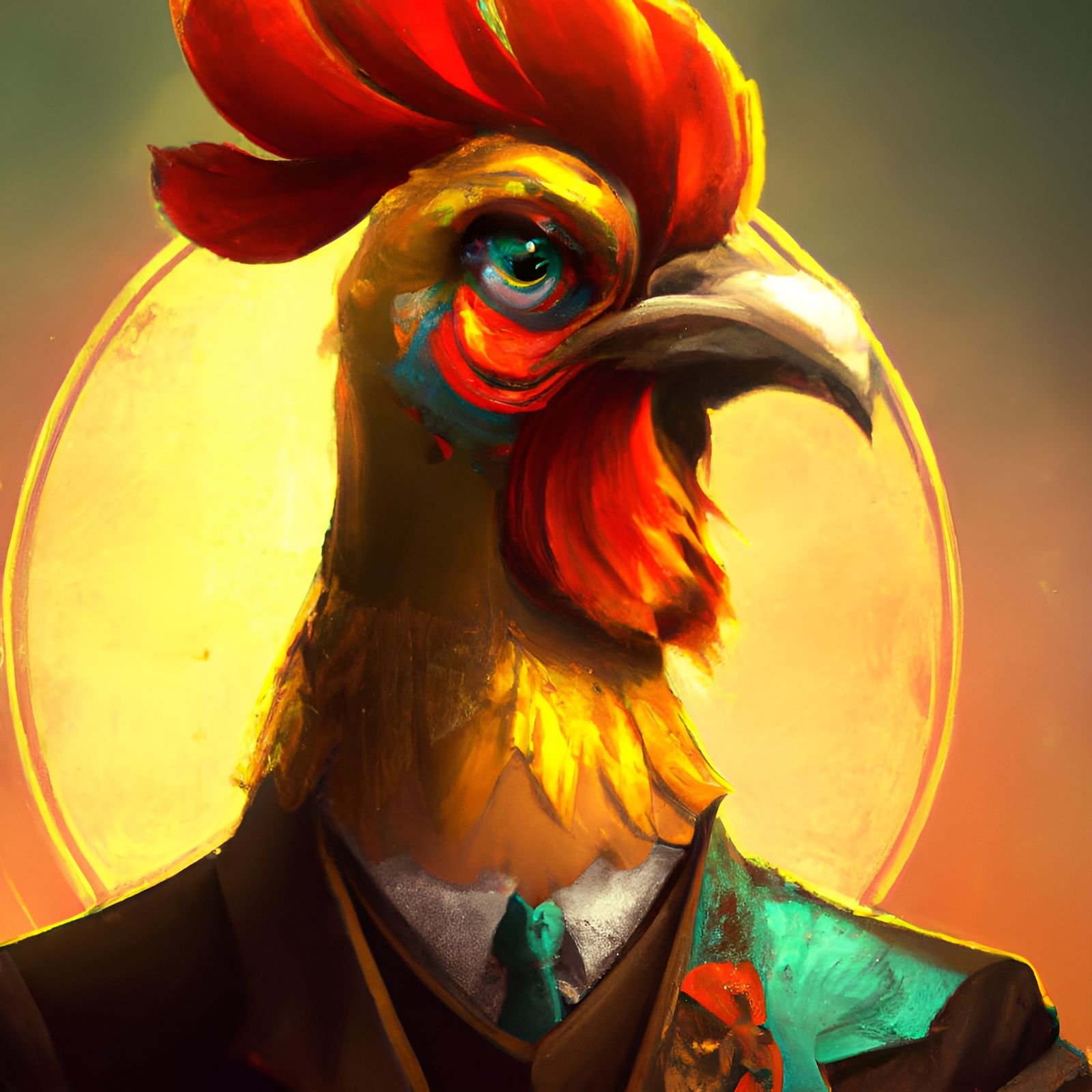 Rooster in a suit