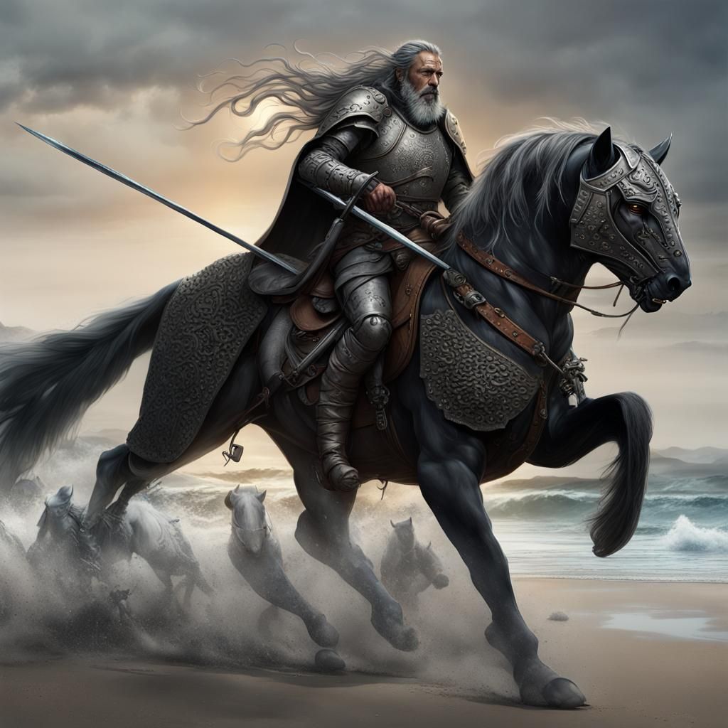 Leopard Humanoid Knight on Horse, Dark Fantasy Art
