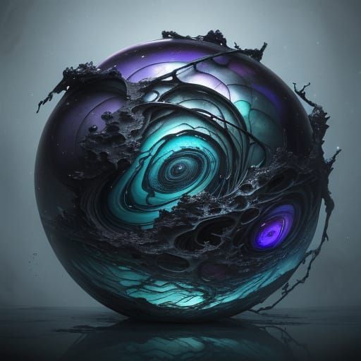 Surreal, Mystic Frame with Frozen Bubbles and Labradotite