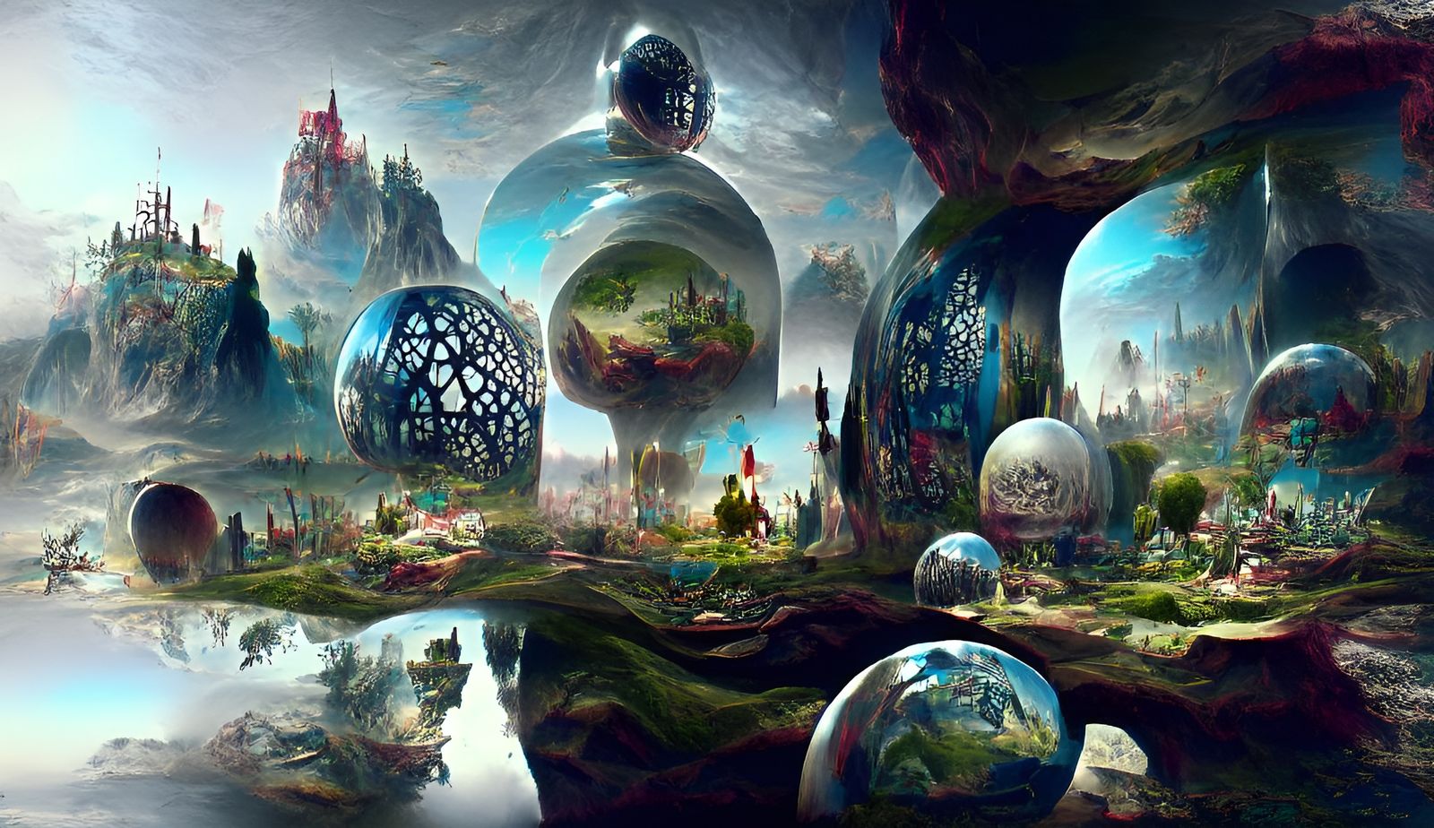 Surreal Alice in Wonderland Landscape in Digital Art Style