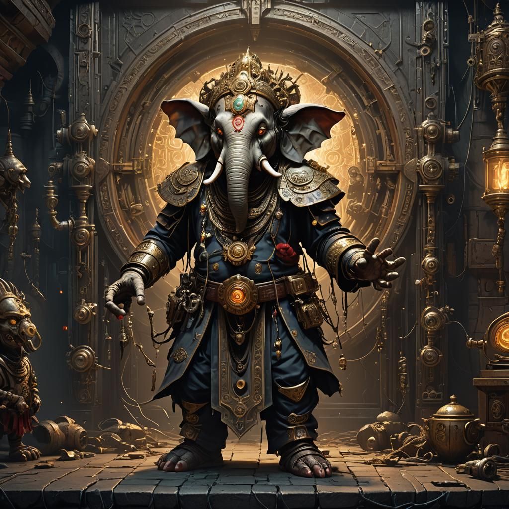 Biomechanical Ganesha Puppet Master: Dark Fantasy Art