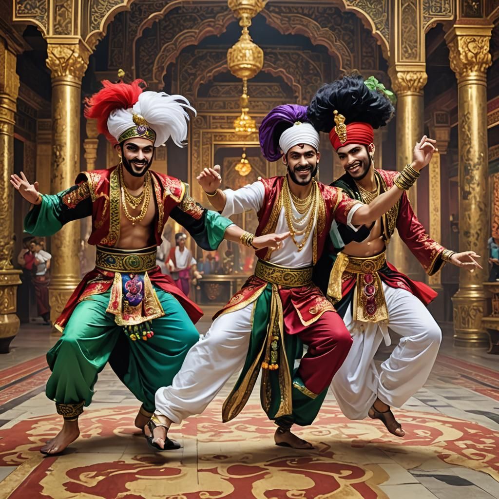Dancing Genie Men in Golden Temple Hall