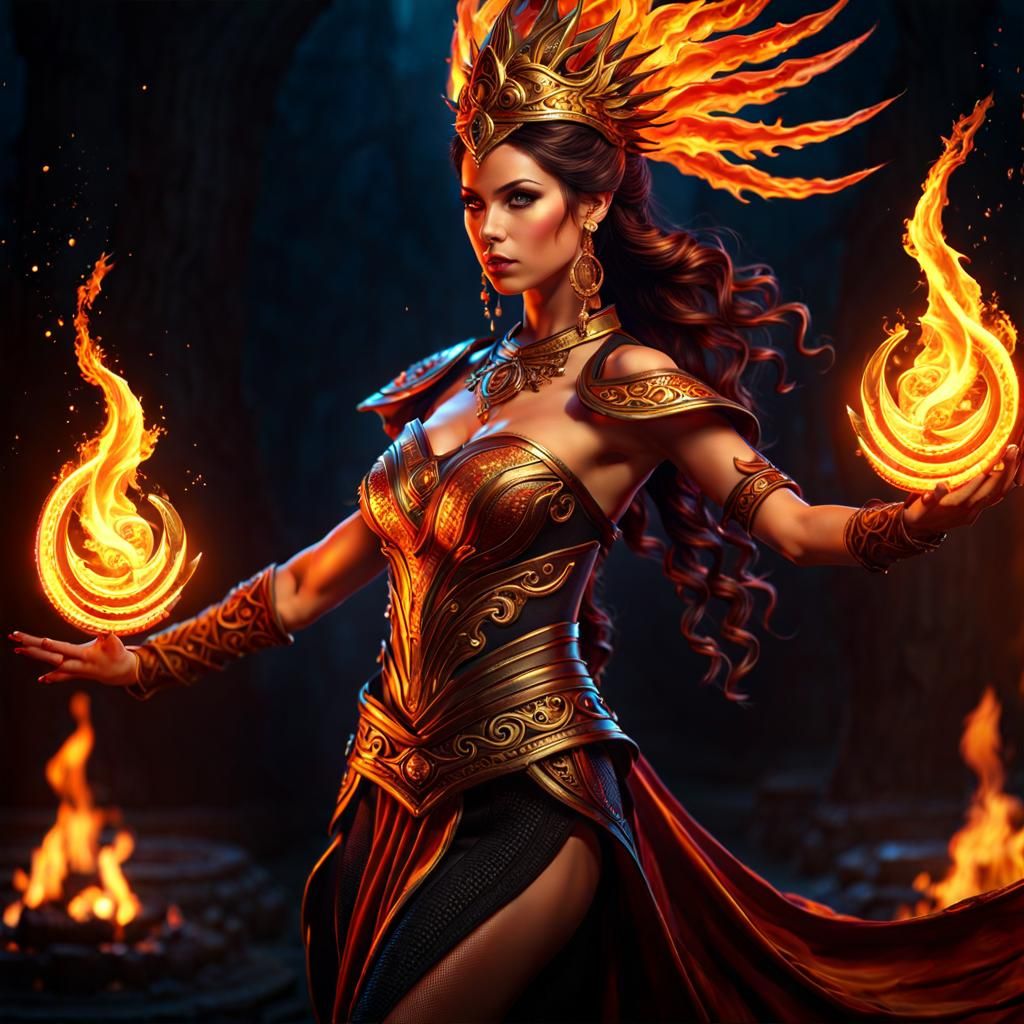 Beautiful fire dancer