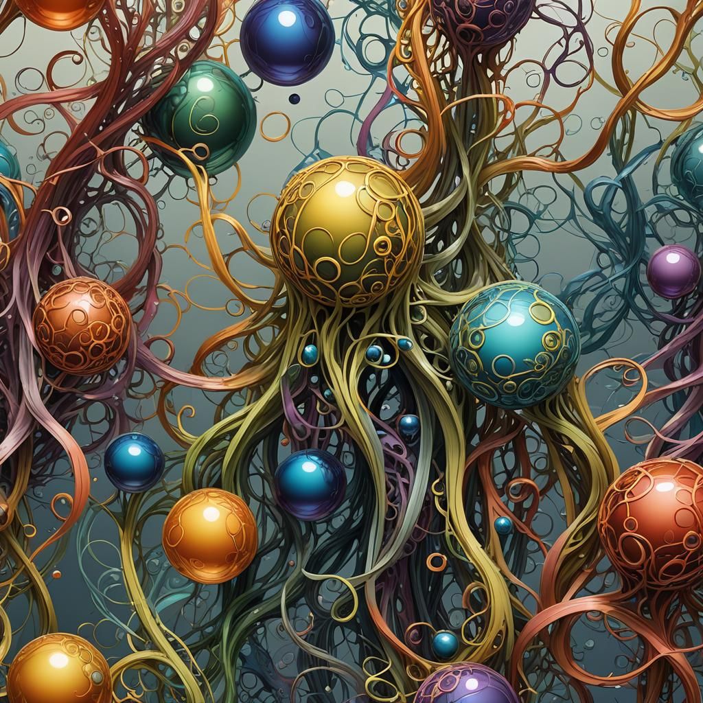 Floating Orbs with Laminar Flow and Metallic Colors