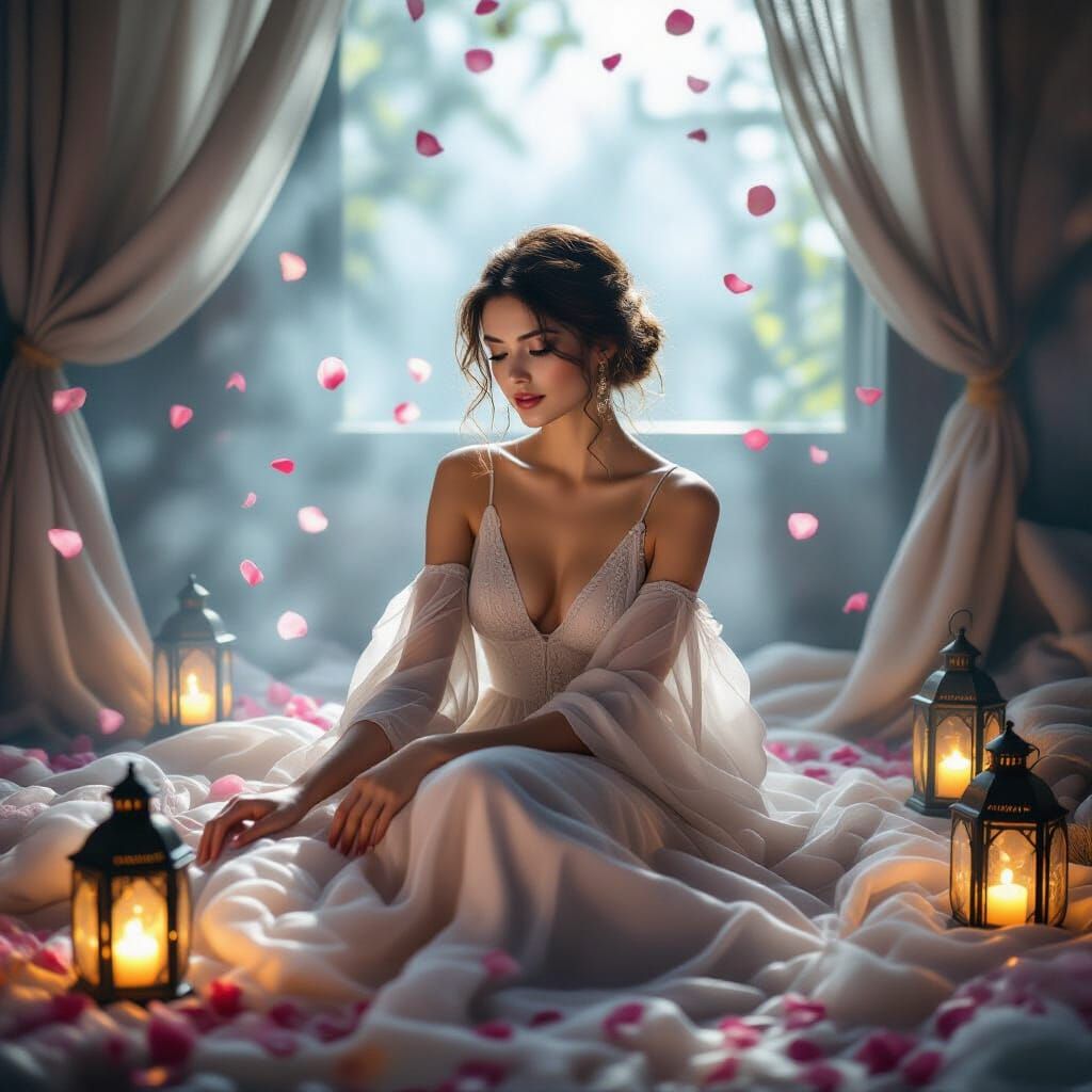 Enchanting Woman in a Dreamy, Magical Room