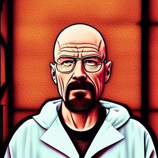 Walter White in Synthwave New York Alley