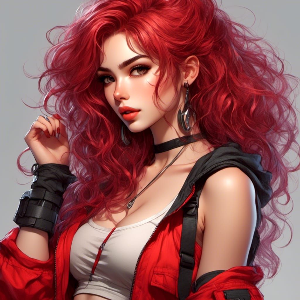 Anime Fighter Girl Color Sketch Portrait