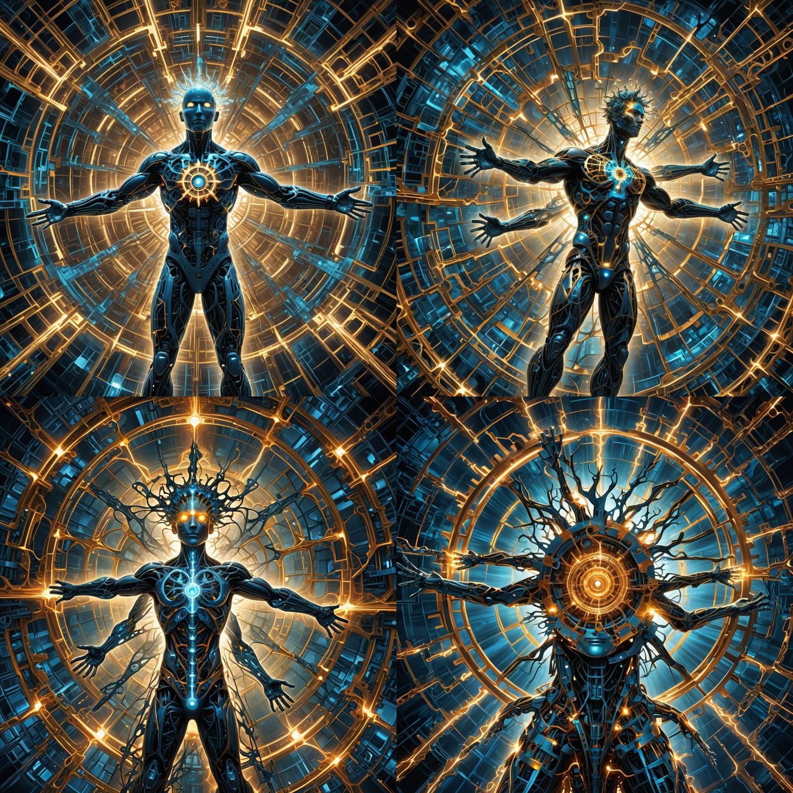 Abstract Human Mind Erupting with Light and Energy