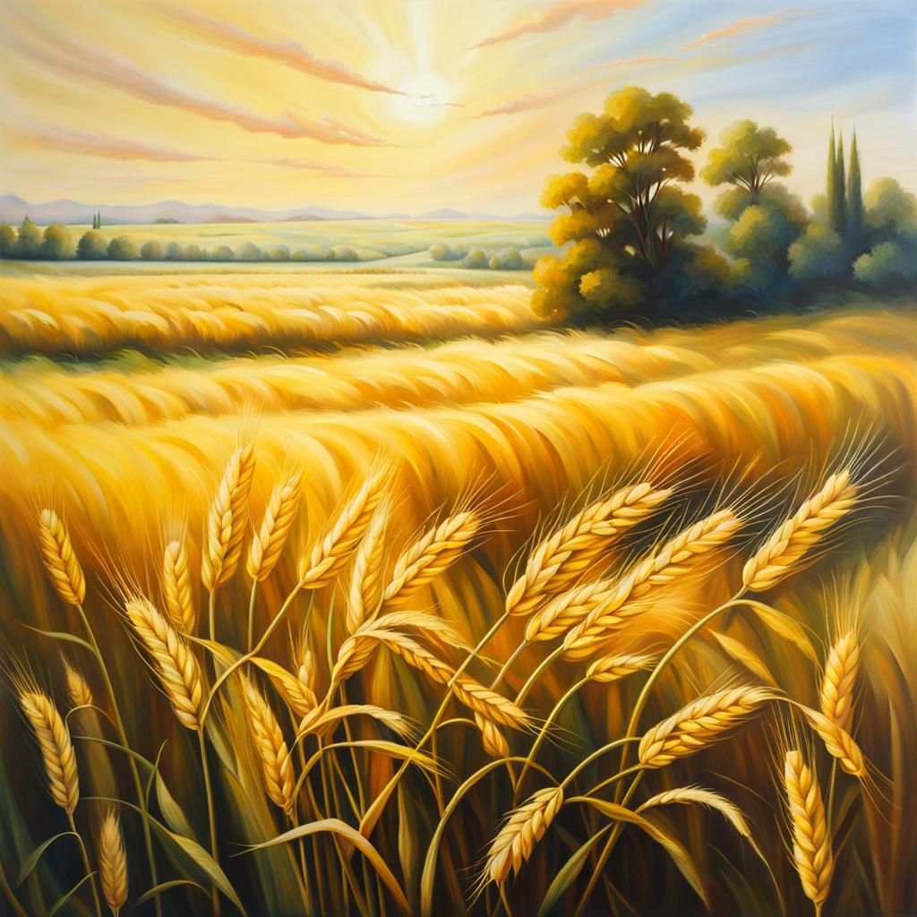 Serene Wheat Field in Morning Light
