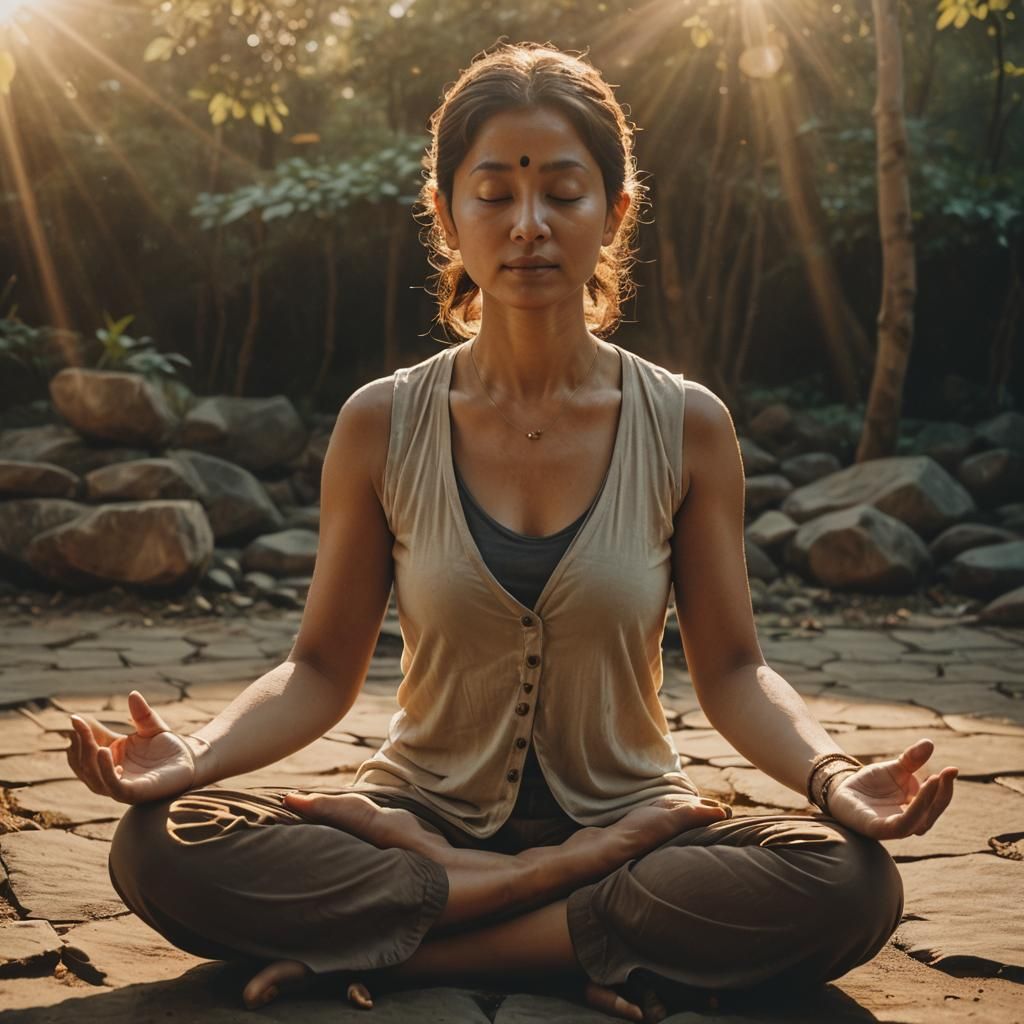 Serene Sarpa Mudra in Golden Cinematic Light