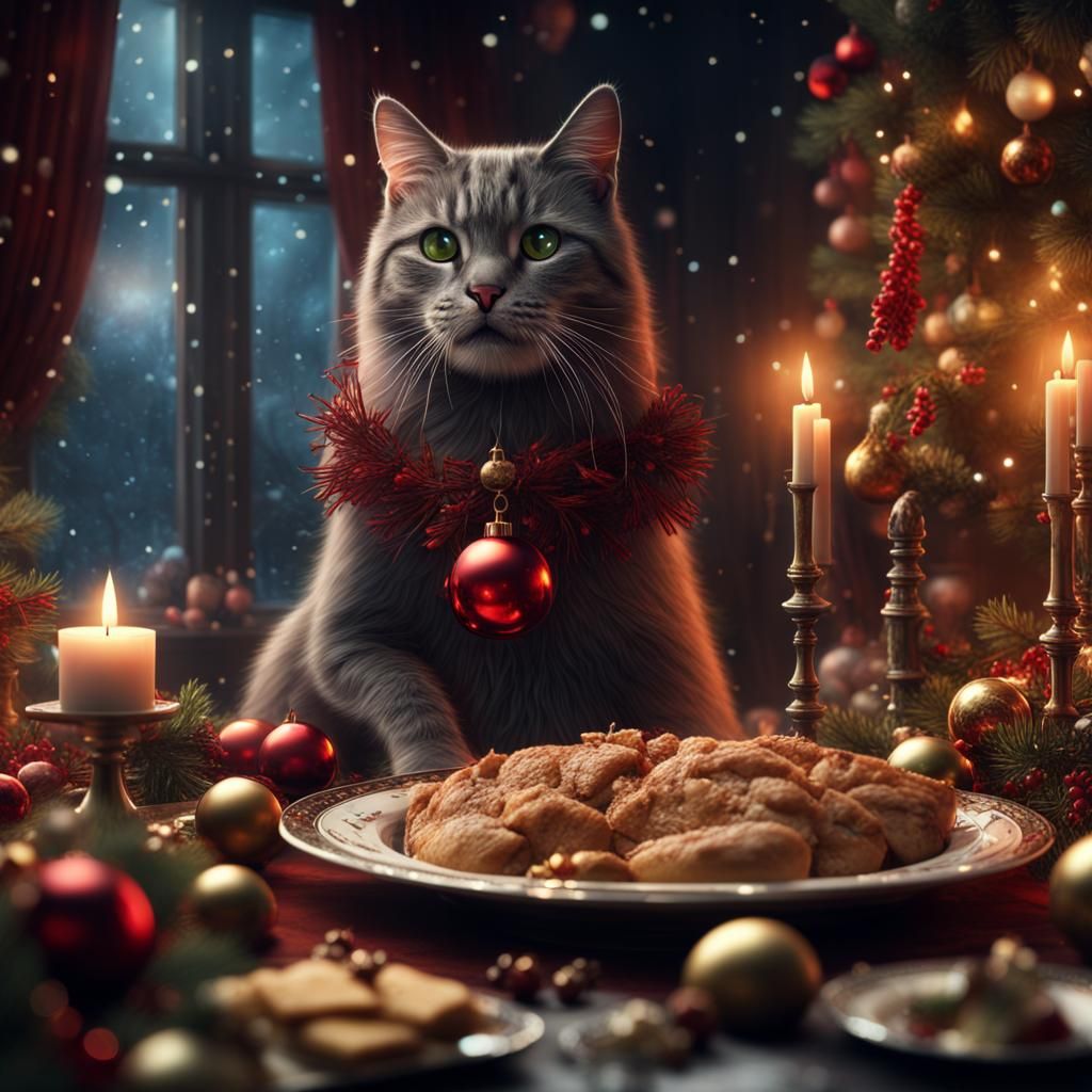 The Yule Cat of Christmas Eating Bad