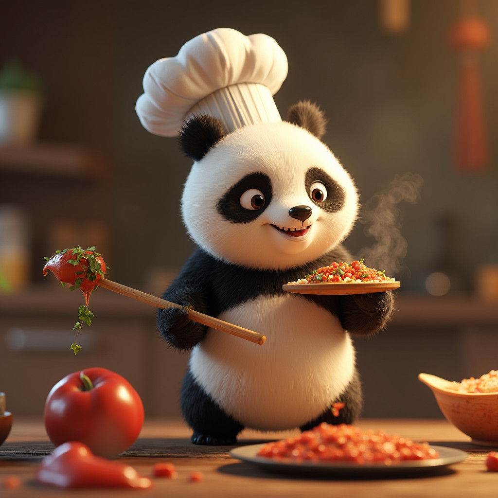 Ghibli Chef Panda in 3D Cinematic Style