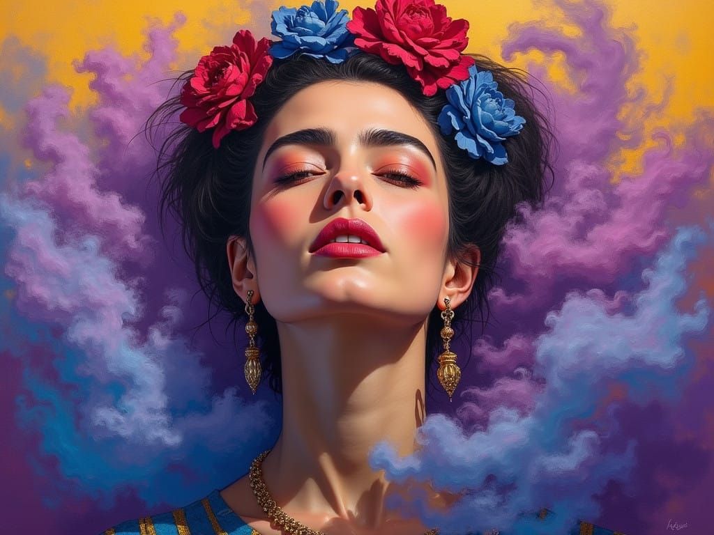 Woman in Ethereal Dreamscapes with Mark Rothko's Color Field