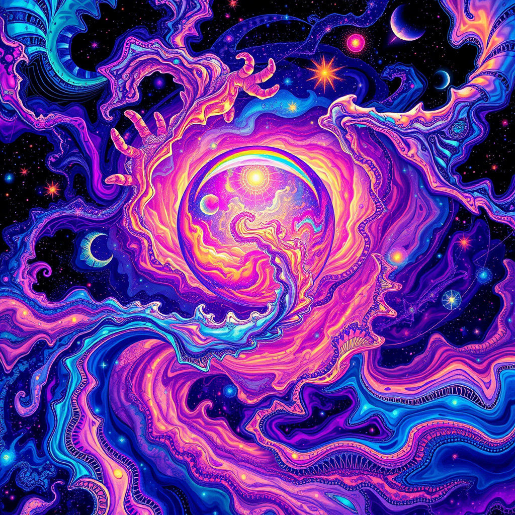 Mesmerizing Astral Forms in Holographic Illustration