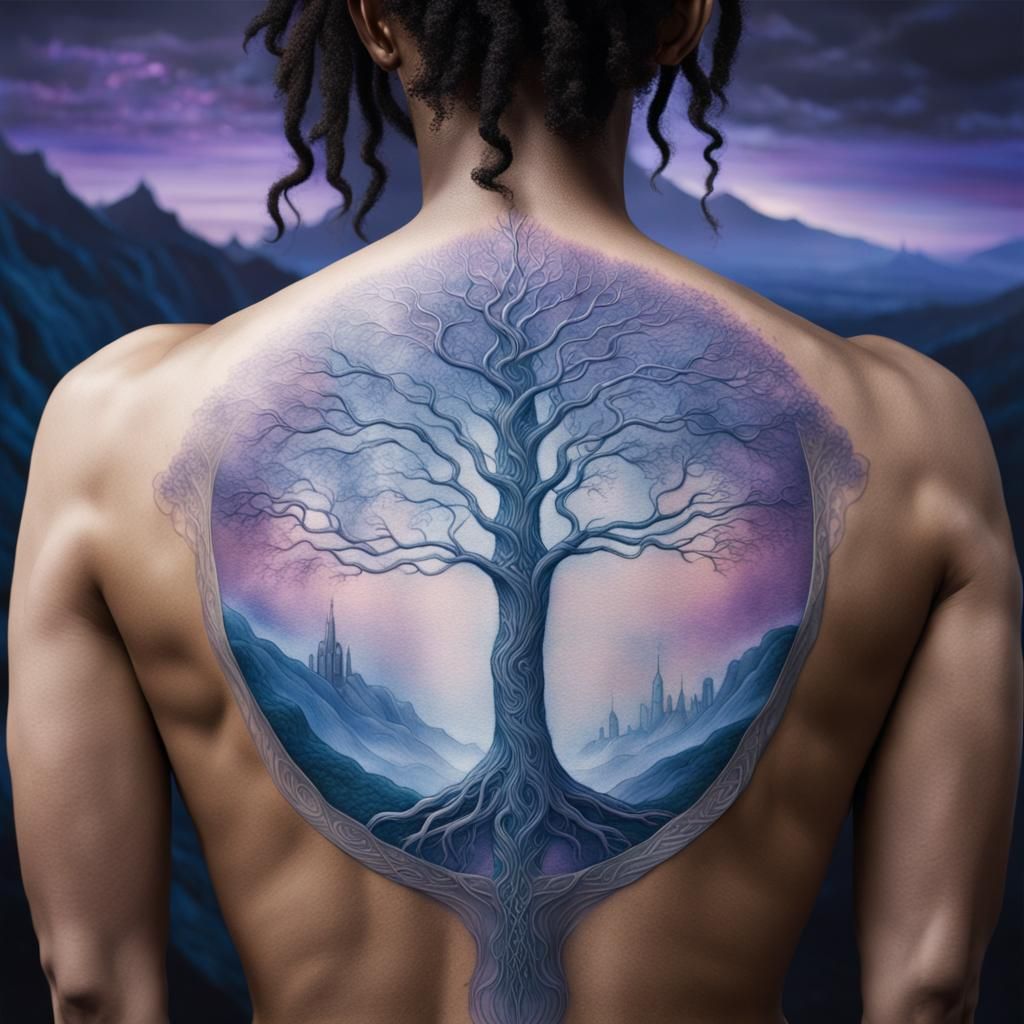 Two Trees of Valinor Tattoo in Silver Ink