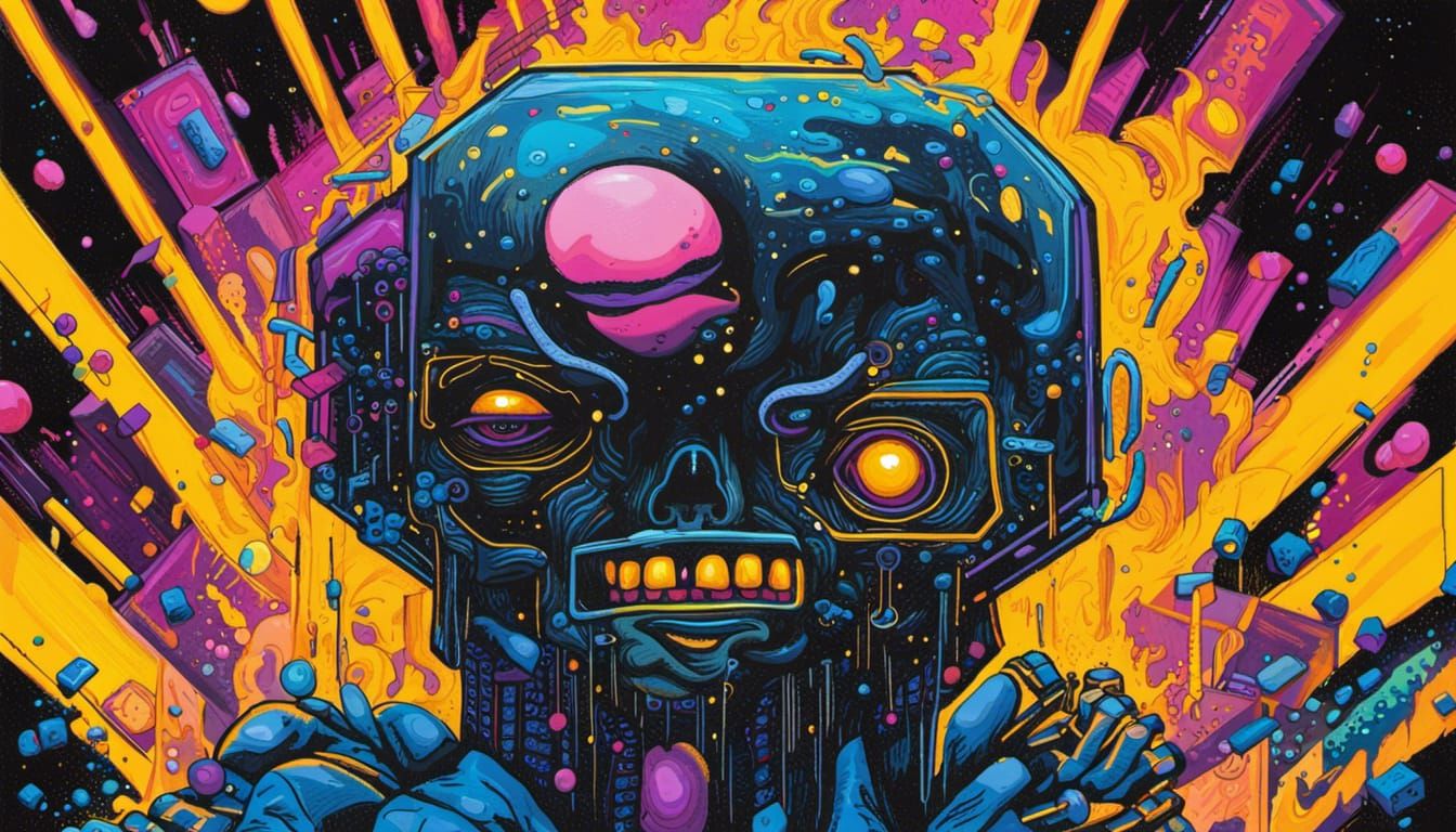 Saturn and the Black Cube: Black Light Art