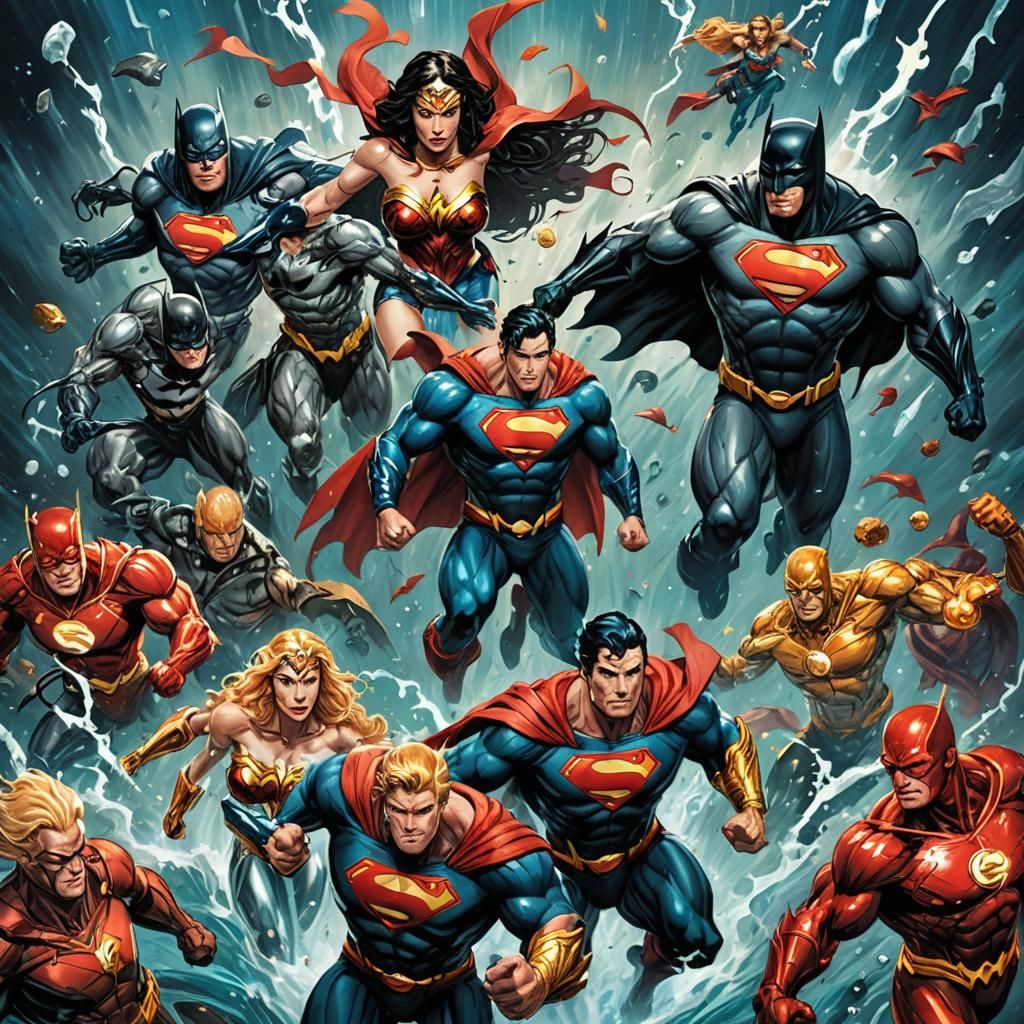 Justice League Oil Painting in Comic Book Style