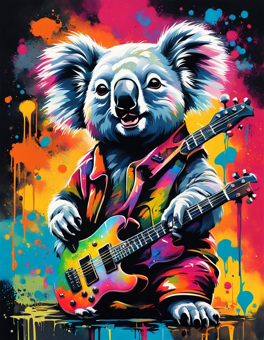 Koala Rock Music Graffiti Art in Street Style