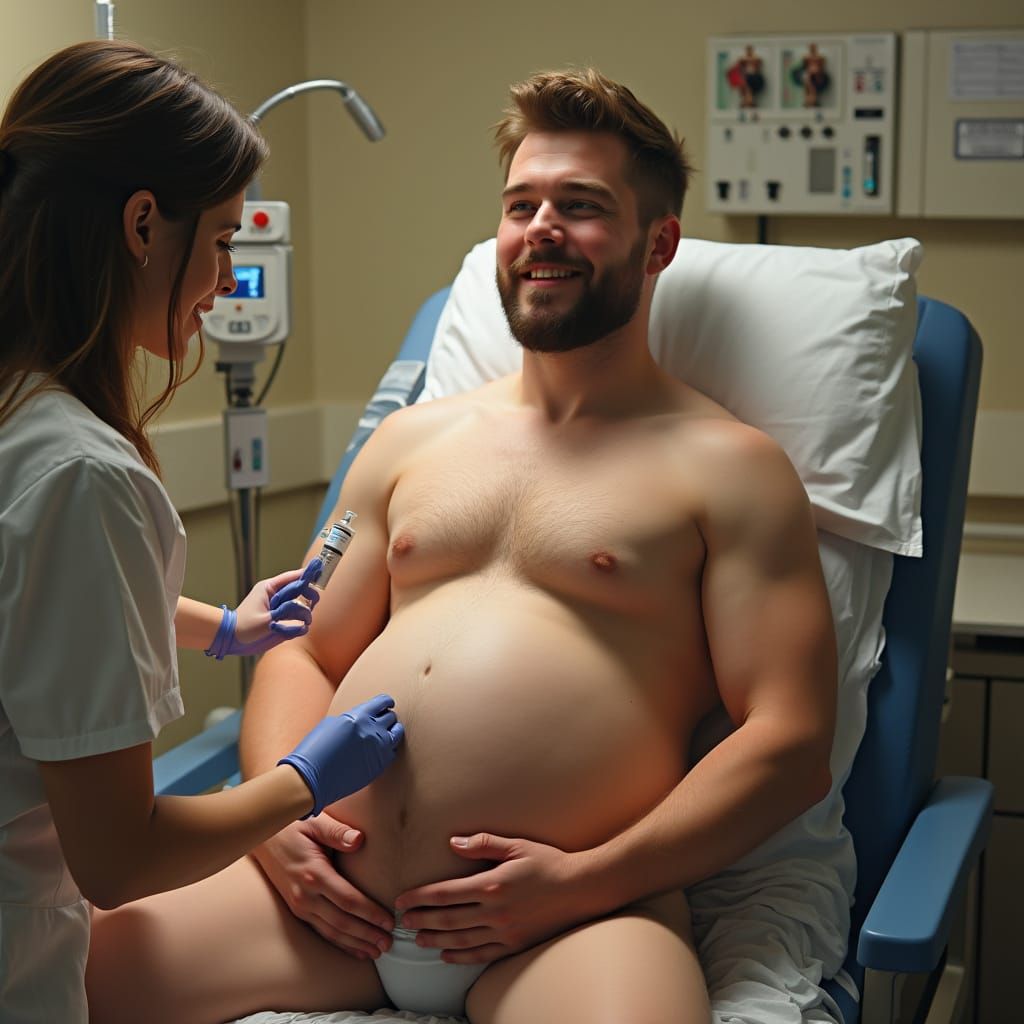 Expectant Father Embracing Pregnancy with Pride and Joy