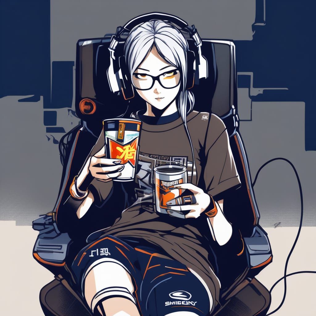 Gamer Girl in Darkened Room: Breathtaking Illustration
