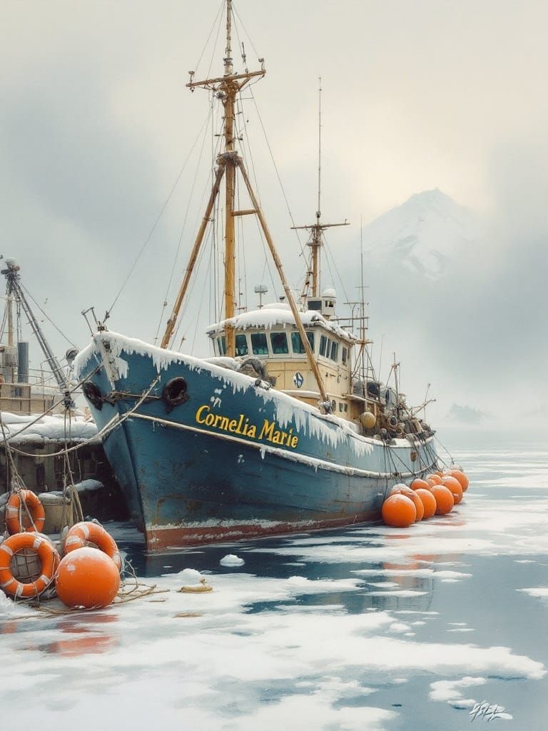 Ethereal Maritime Scene in Watercolor Style