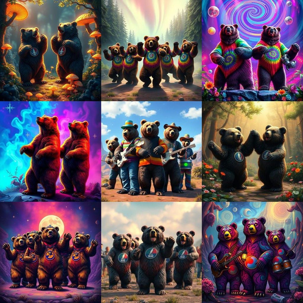 Photorealistic Bears Rock Out in a Psychedelic Dance Party