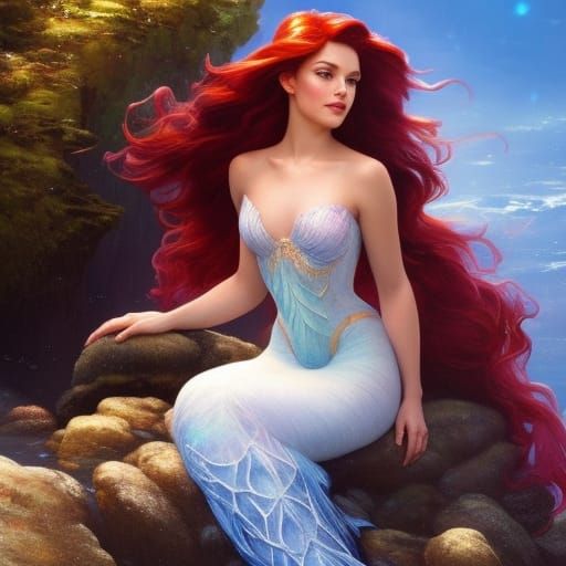 Beautiful Mermaid Portrait in Fantasy Style