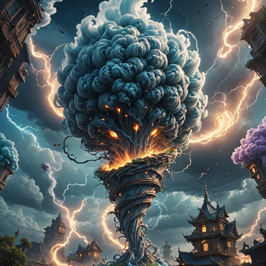 Kawaii Air Elemental Tornado in Detailed Matte Painting