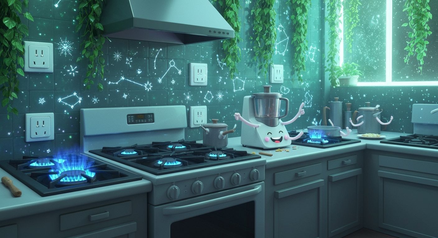 Surreal Kitchen with Dancing Food Processor in Ethereal Styl...