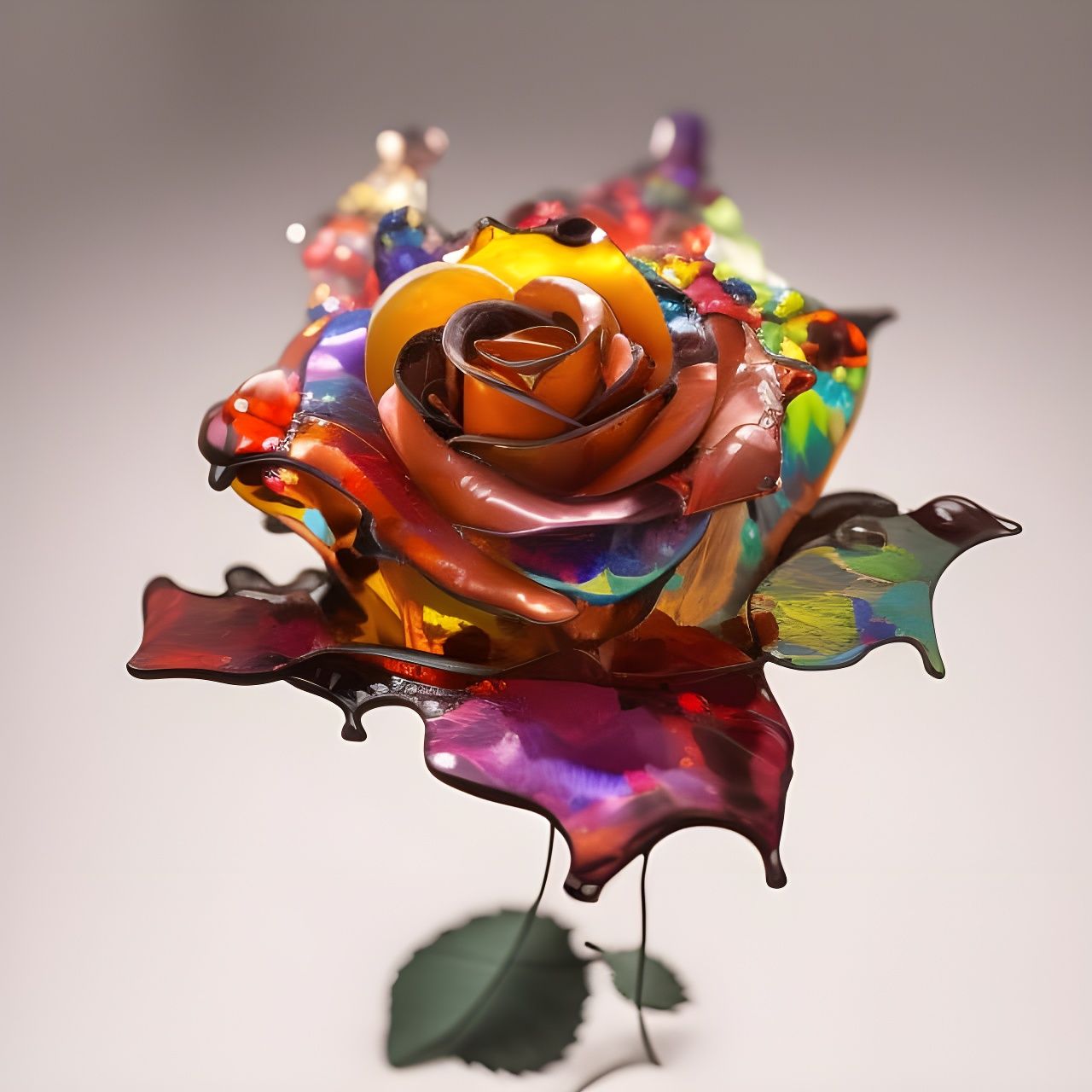 Stained Glass Rose Illustration in Borderlands Style