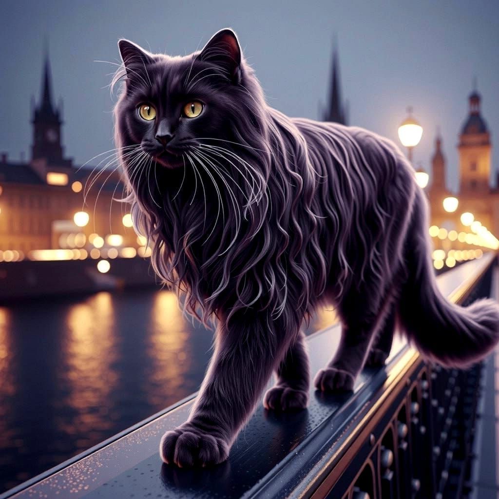 Surreal City Cats in Vibrant Purple Rotterdam