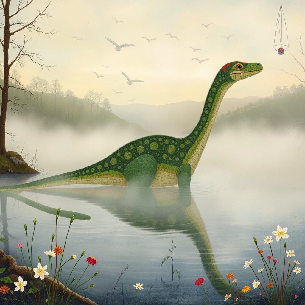 Plesiosaurus Rises from Morning Mist