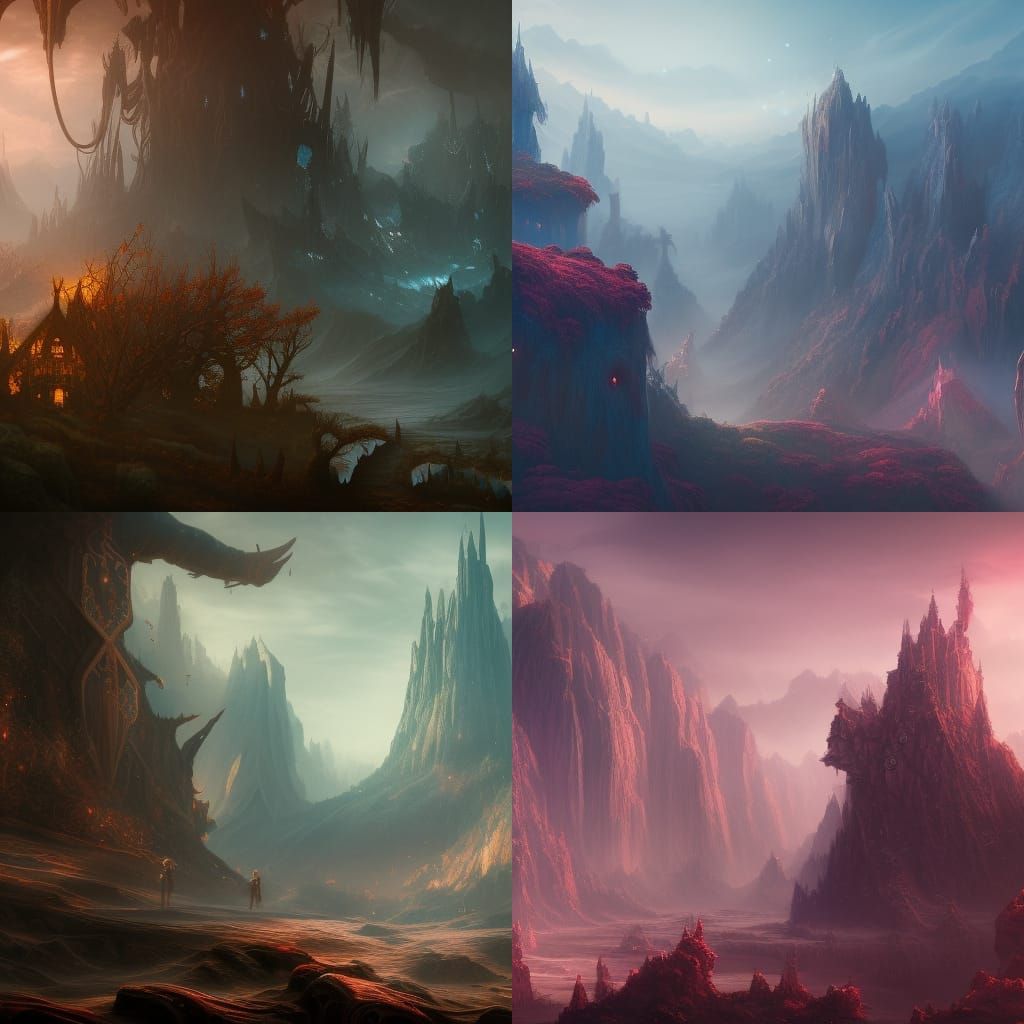 Fantastical Detailed Matte Painting in Deep Color